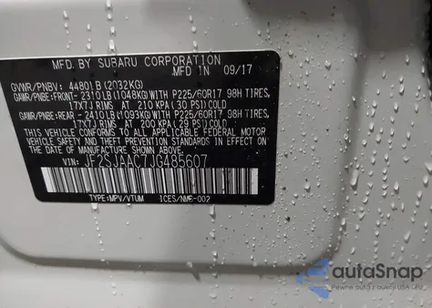 2018 Subaru Forester 2.5I из США, поврежденный, VIN JF2SJAAC7JG485607